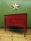 Circus-Themed Painted Red Washstand Cabinet with Star on Top, 1890s 3