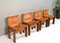 Monk Chairs in Cognac Tan Leather attributed to Afra & Tobia Scarpa for Molteni, Italy, 1974, Set of 4 5