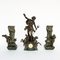 Antique French Spelter Neptune Clock and Vases by L & F Moreau, Set of 3, Image 1