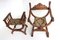 Antiker französischer Dagobert Curule Thron Sessel mit Fußhocker aus Höhlenholz, 1900er, 2er Set 13