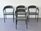 Vintage Black Leather & Black Lacquered Metal Dining Chairs, Set of 4, Image 1