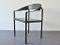 Vintage Black Leather & Black Lacquered Metal Dining Chairs, Set of 4, Image 2