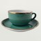 Tazas de café vintage de porcelana verde turquesa con detalles dorados de Mitterteich Bavaria, años 50. Juego de 12, Imagen 1