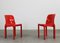 Set of Red Selene Chairs by Vico Magistretti for Artemide, 1970s 4