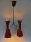 Lámpara colgante Diabolo italiana de latón y aluminio marrón y naranja, años 50, Imagen 14