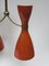 Lámpara colgante Diabolo italiana de latón y aluminio marrón y naranja, años 50, Imagen 7