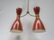 Lámpara colgante Diabolo italiana de latón y aluminio marrón y naranja, años 50, Imagen 3