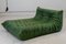 Togo Chaise Lounge in Greenleather attributed to Michel Ducaroy for Ligne Roset, 1974 1