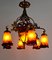 Art Deco Gilded Bronze and Blown Glass Chandelier from Muller Frères Lunéville, France, 1920s 5