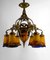 Lámpara de araña Art Déco de bronce dorado y vidrio soplado de Muller Frères Lunéville, Francia, años 20, Imagen 1