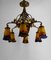 Art Deco Gilded Bronze and Blown Glass Chandelier from Muller Frères Lunéville, France, 1920s 4