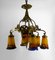 Art Deco Gilded Bronze and Blown Glass Chandelier from Muller Frères Lunéville, France, 1920s 3