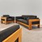 Sofá y Sillones Mod. Bastiano de madera de roble y cuero negro de Afra and Tobia Scarpa para Gavina, años 60. Juego de 3, Imagen 39