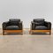 Sofá y Sillones Mod. Bastiano de madera de roble y cuero negro de Afra and Tobia Scarpa para Gavina, años 60. Juego de 3, Imagen 21