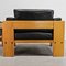 Sofá y Sillones Mod. Bastiano de madera de roble y cuero negro de Afra and Tobia Scarpa para Gavina, años 60. Juego de 3, Imagen 26