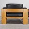 Sofá y Sillones Mod. Bastiano de madera de roble y cuero negro de Afra and Tobia Scarpa para Gavina, años 60. Juego de 3, Imagen 25