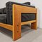 Sofá y Sillones Mod. Bastiano de madera de roble y cuero negro de Afra and Tobia Scarpa para Gavina, años 60. Juego de 3, Imagen 33
