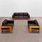 Sofá y Sillones Mod. Bastiano de madera de roble y cuero negro de Afra and Tobia Scarpa para Gavina, años 60. Juego de 3, Imagen 1