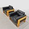 Sofá y Sillones Mod. Bastiano de madera de roble y cuero negro de Afra and Tobia Scarpa para Gavina, años 60. Juego de 3, Imagen 34