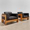 Sofá y Sillones Mod. Bastiano de madera de roble y cuero negro de Afra and Tobia Scarpa para Gavina, años 60. Juego de 3, Imagen 20