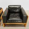 Sofá y Sillones Mod. Bastiano de madera de roble y cuero negro de Afra and Tobia Scarpa para Gavina, años 60. Juego de 3, Imagen 23