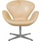 Vintage Swan Chair in Patinated Natural Leather by Arne Jacobsen, 2000s 1