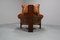 Vintage Tripod Sessel aus Leder, Rattan & Eiche, Niederlande, 1970er 7