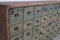 Large Industrial French Painted Pine Hardware Store Cabinet, 1950s 13