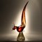 Vintage Italian Red and Gold Murano Glass Bird Figurine, 1960s 3