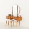 Skandinavischer Frisiertisch aus Teak mit verstellbaren Spiegeln und Fußhocker, 1960er, 2er Set 3
