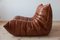 Mobilier de Salon Togo en Cuir Whisky par Michel Ducaroy pour Ligne Roset, Set de 5 7