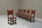 Spanish Chairs in Oak, Leather and Brass, 1960s, Set of 6 2