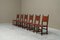 Spanish Chairs in Oak, Leather and Brass, 1960s, Set of 6 3