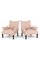 Französische Sessel aus rosa gestreiftem Leinen, 2er Set 1