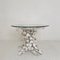 Mid-Century Italian Round Floral Dining Table in White Metal and Glass, 1972, Image 1