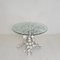 Mid-Century Italian Round Floral Dining Table in White Metal and Glass, 1972, Image 2