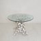 Mid-Century Italian Round Floral Dining Table in White Metal and Glass, 1972, Image 5