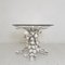 Mid-Century Italian Round Floral Dining Table in White Metal and Glass, 1972, Image 7