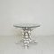 Mid-Century Italian Round Floral Dining Table in White Metal and Glass, 1972, Image 3