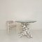 Mid-Century Italian Round Floral Dining Table in White Metal and Glass, 1972, Image 4