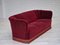 Vintage Danish 3-Seater Sofa in Cherry-Red Furniture Velour, 1960s 4
