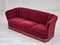 Vintage Danish 3-Seater Sofa in Cherry-Red Furniture Velour, 1960s 2
