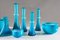 Vintage Scandinavian Blue Glass Vessels by Per Lutken for Holmegaard, Set of 10 3