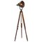 Vintage Industrial Clear Glass and Wooden Floor Lamp, Image 1