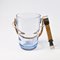 Danish Blue Glass Ice Bucket with Tongs from Holmegaard, 1960s, Set of 2, Image 5
