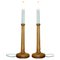 Lampes de Bureau en Chêne Tigré avec Dessus de Bougie, Angleterre, 1970s, Set de 2 1