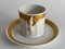 Fan Gold Espresso Cups and Saucer from Royal Copenhagen, 1970s, Set of 2 3