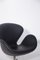 Swan Chair in Black Leather by Arne Jacobsen for Fritz Hansen 1970s, Image 4