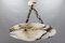 Large French Art Deco White Alabaster Pendant Light with Dark Veins, 1920 16