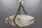 Large French Art Deco White Alabaster Pendant Light with Dark Veins, 1920 17
